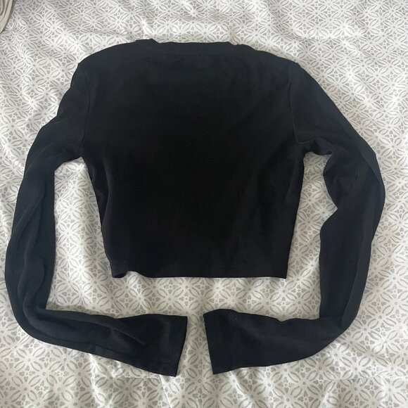 Zara Black Long Sleeve Crop Top Size Small ~ EUC - Picture 1 of 3